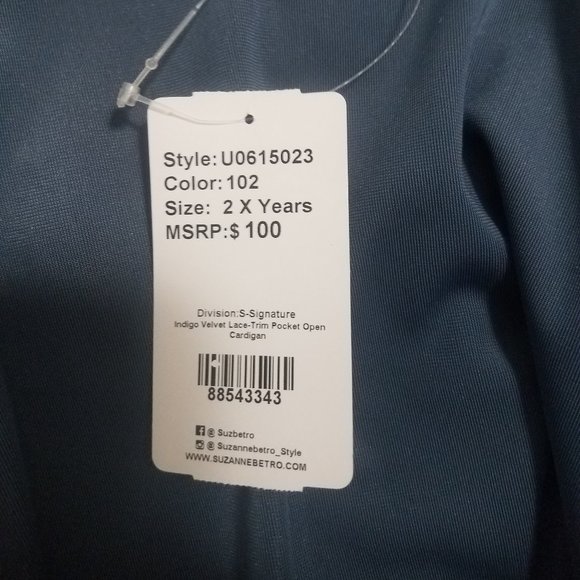 Suzanne Betro Cobalt Blue Velvet Duster Size Large (NWT) 5 star favorite! - Picture 4 of 5